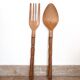 Giant wooden totem-style cutlery, 60s