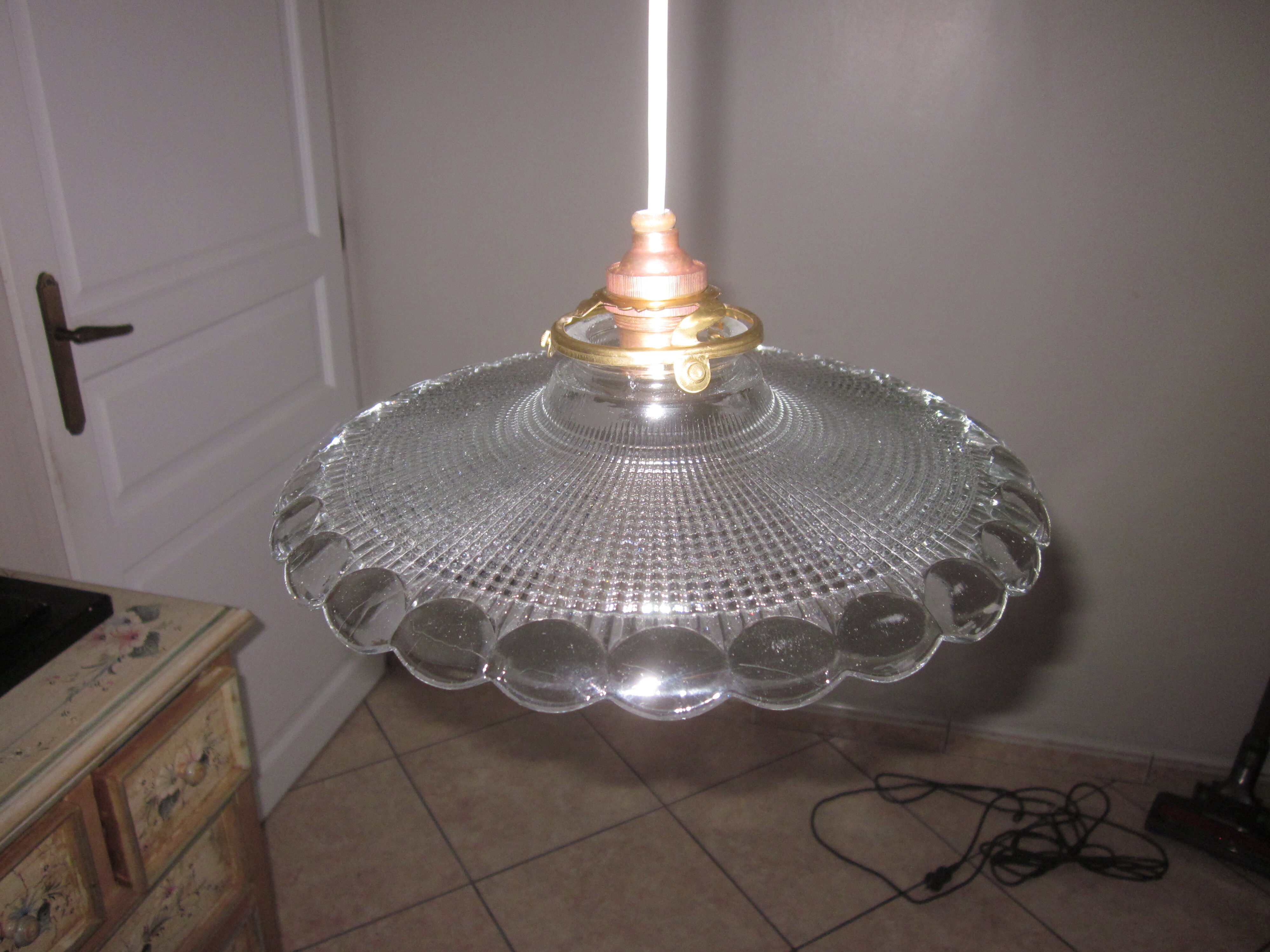 Glass hanging lamp of the 50s