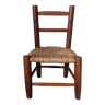 Chaise enfant ancienne en bois et paille