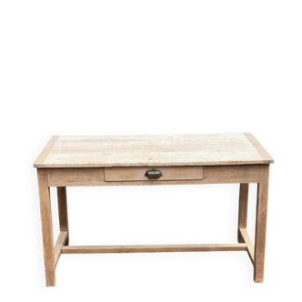 Bureau parisien des années 1940 rénové en bois massif brut 120cm