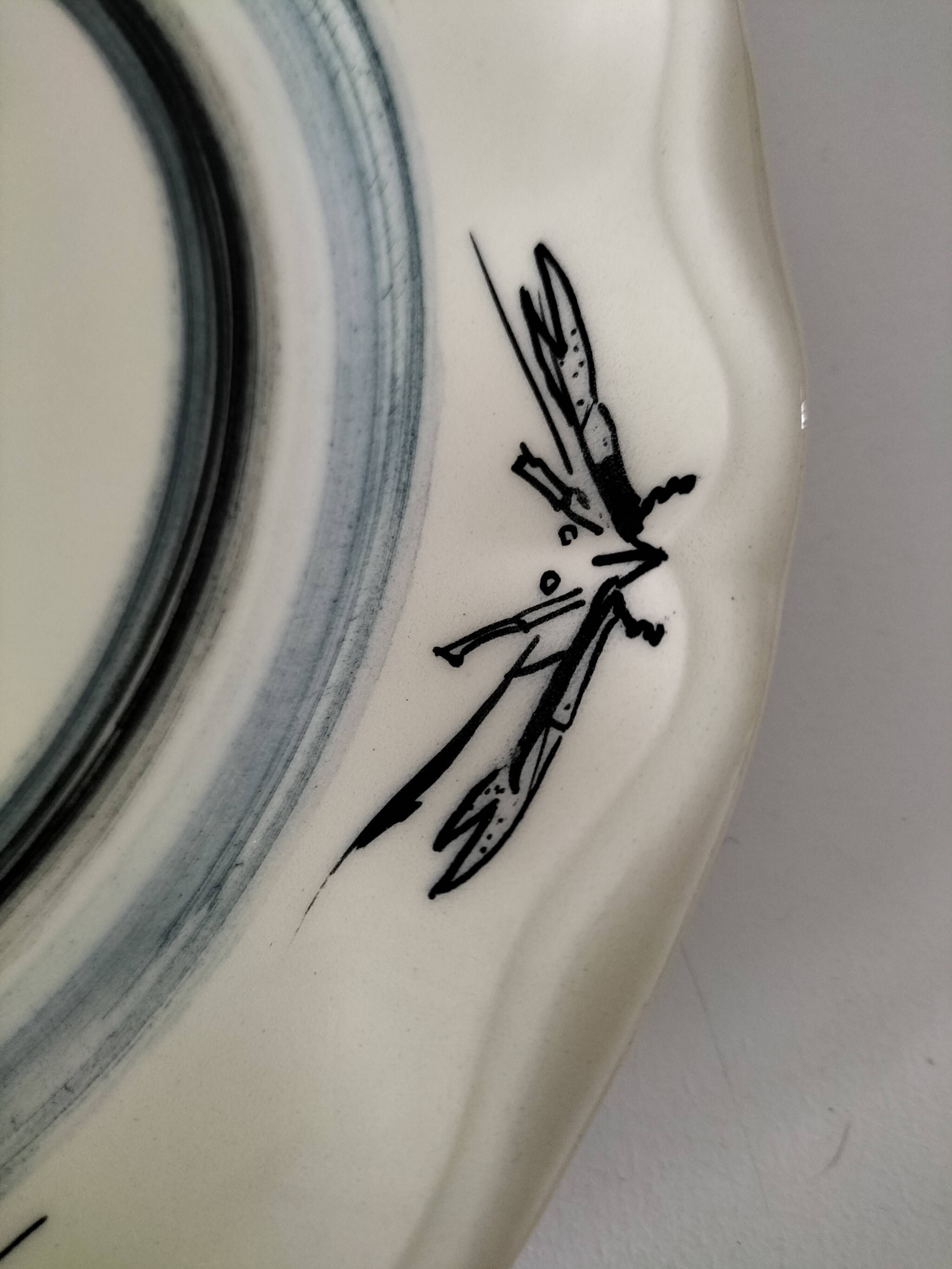 Signed vintage plate – Stylized lobster design – A. Faure for JGP