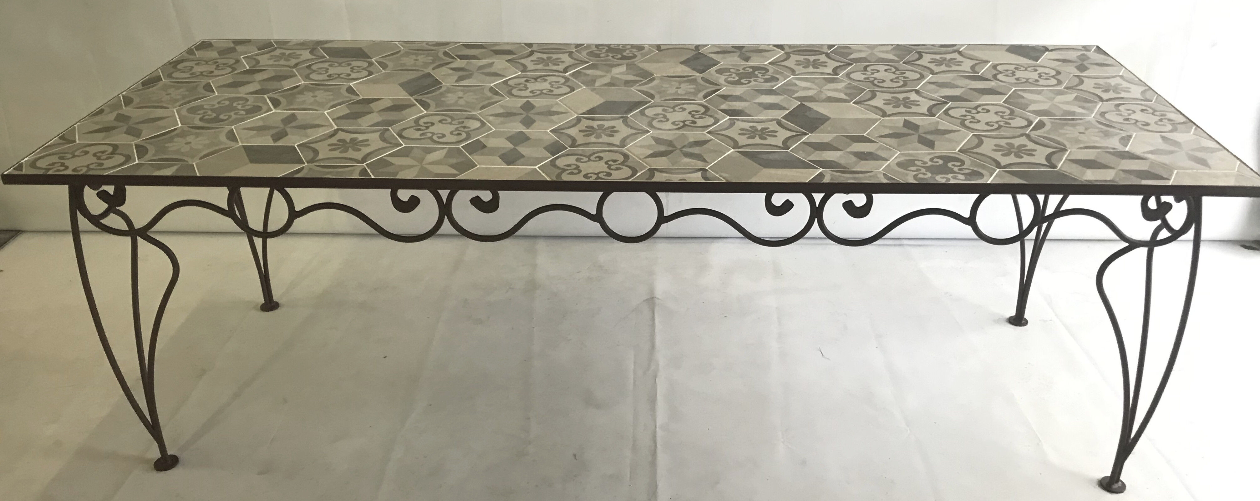 Wrought iron table and tiles