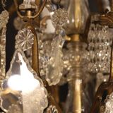 19th Century Crystal and Bronze Chandelier with Tassels