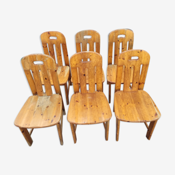 6 pine chairs