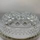 Chiseled glass (crystal?) salad bowl with silver metal edge
