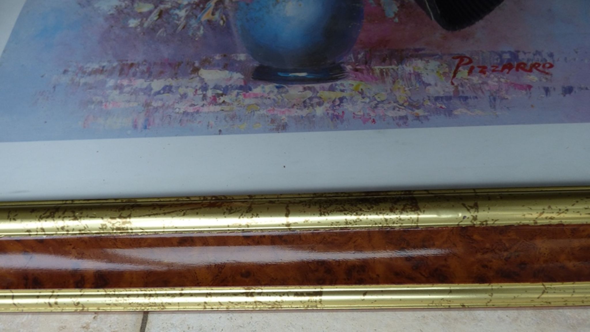 Frame in marbled gilded wood with glass 57.50 x 42.50 cm