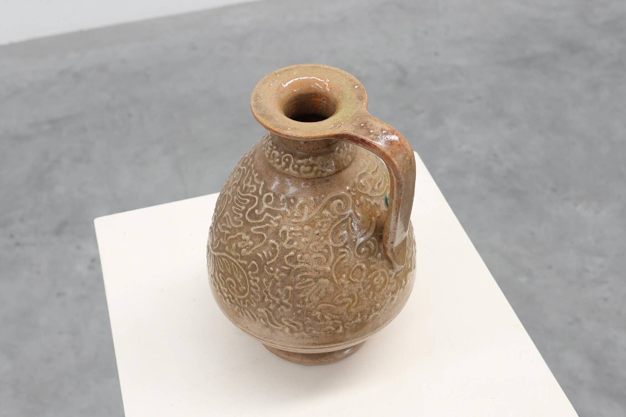 Perignem Salt-Glazed Stoneware Jug with Relief Decoration, Belgium, 1960s