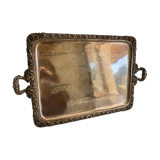Large silver-plated copper serving tray, 19th century - 80 x 48 cm