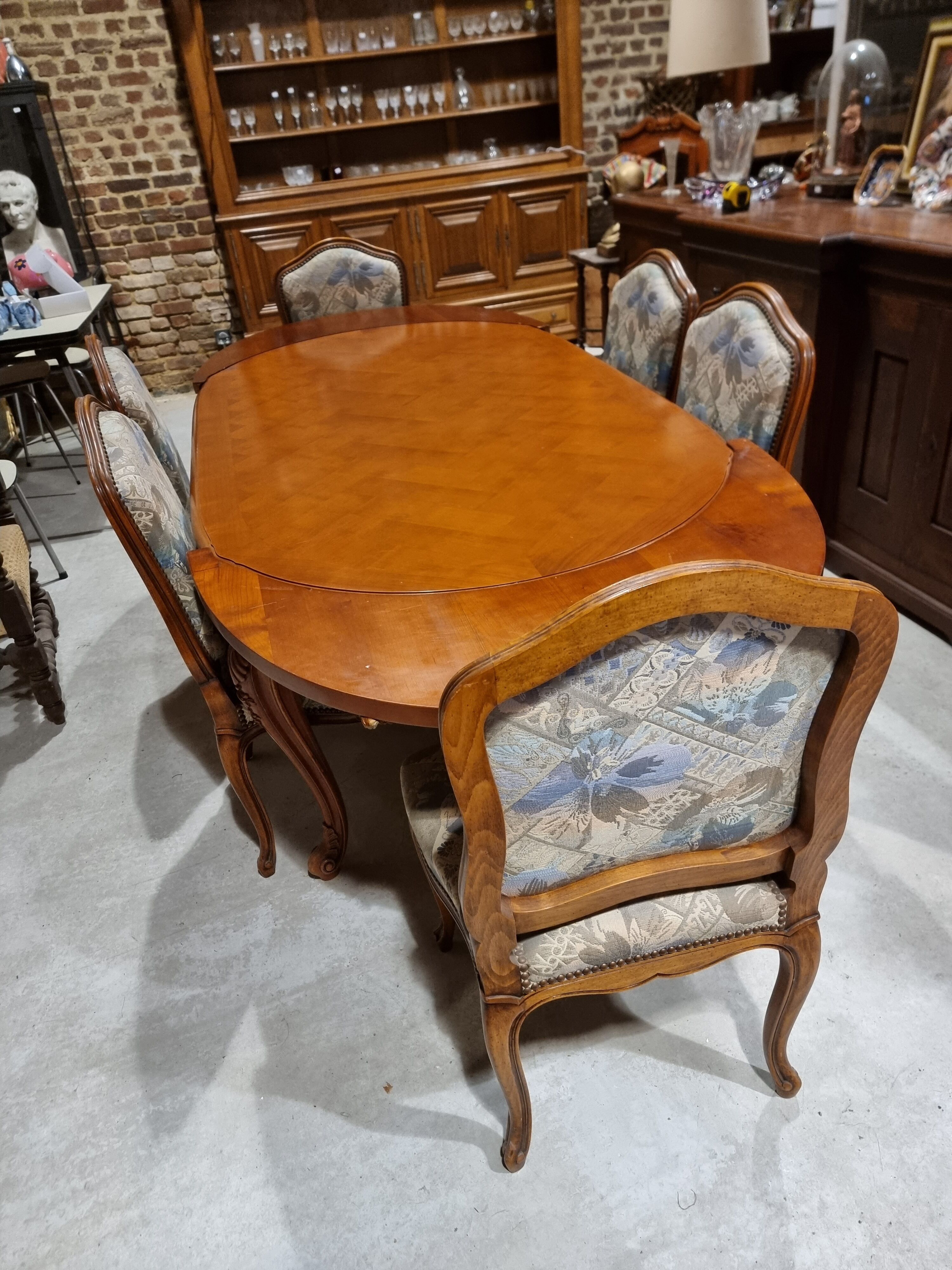 Cherry wood table and chairs set