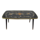 Grande table basse 1960' décor rococo & pieds compas