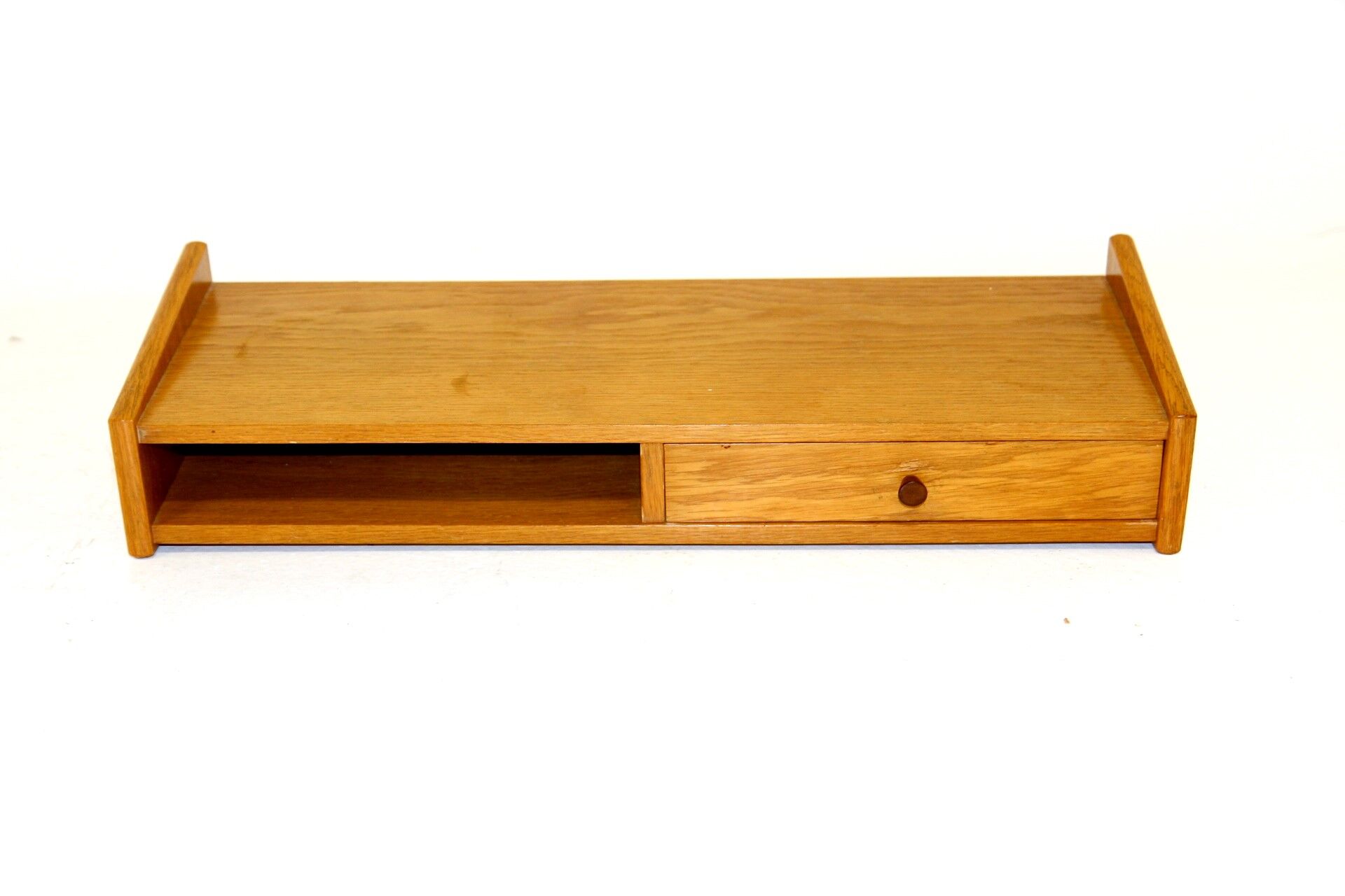 Oak wall console, suede, 1960