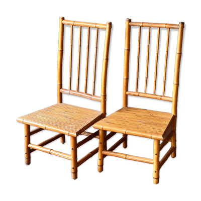 Chaises basses en bambou vintage
