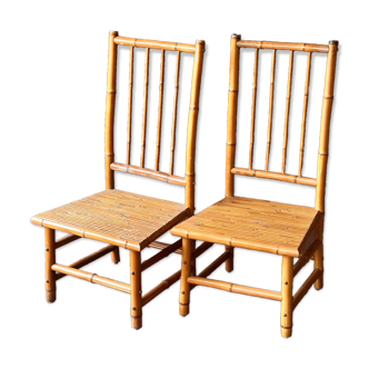 Chaises basses en bambou vintage
