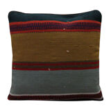 Handwoven traditional kilim blue cushion cover 42x42cm