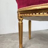 Fauteuil bois doré et velours rouge Louis XVI
