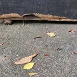 Malle de voyage en bois, ancienne L.75 x P.44 x H.54