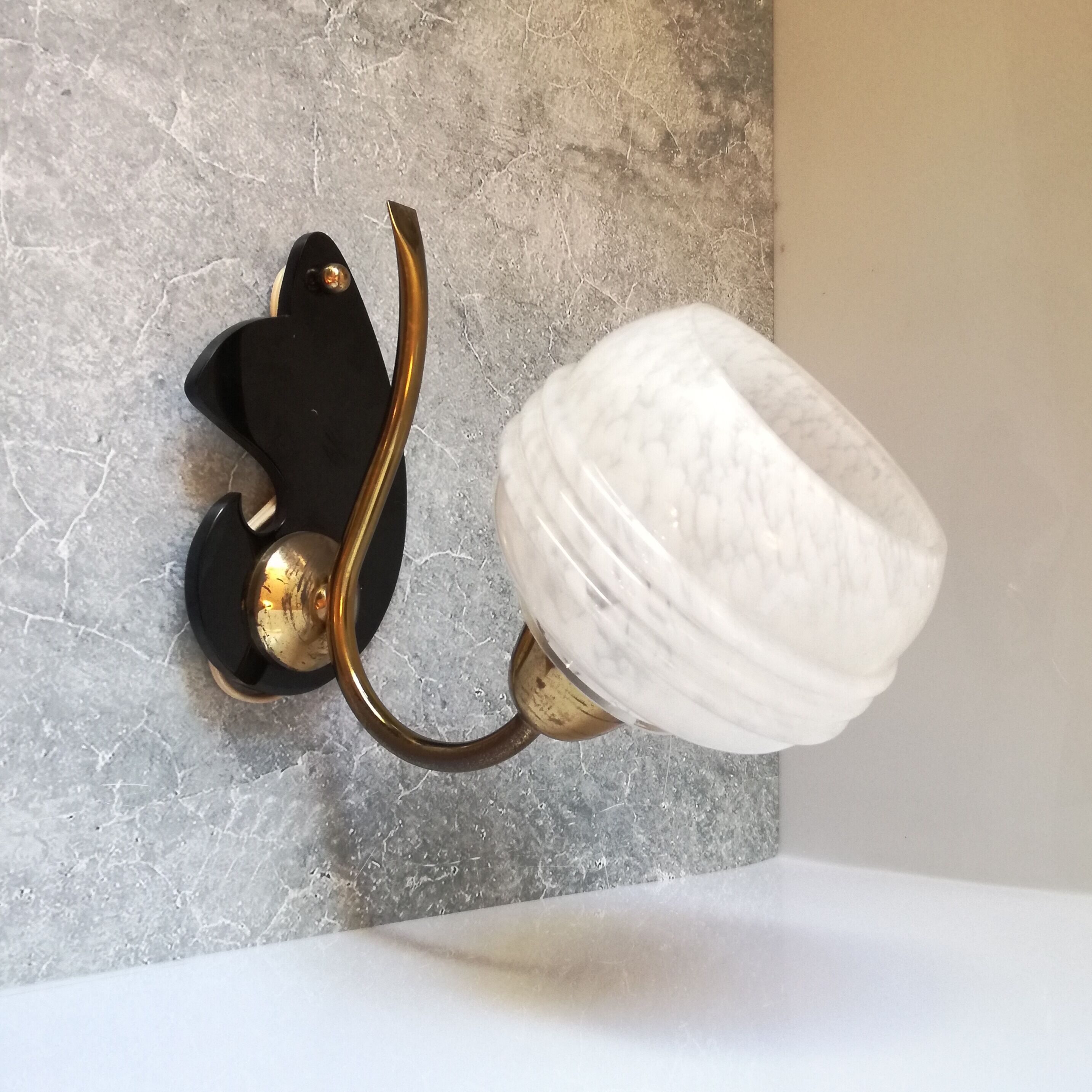 Art Deco brass and glass wall lamp
