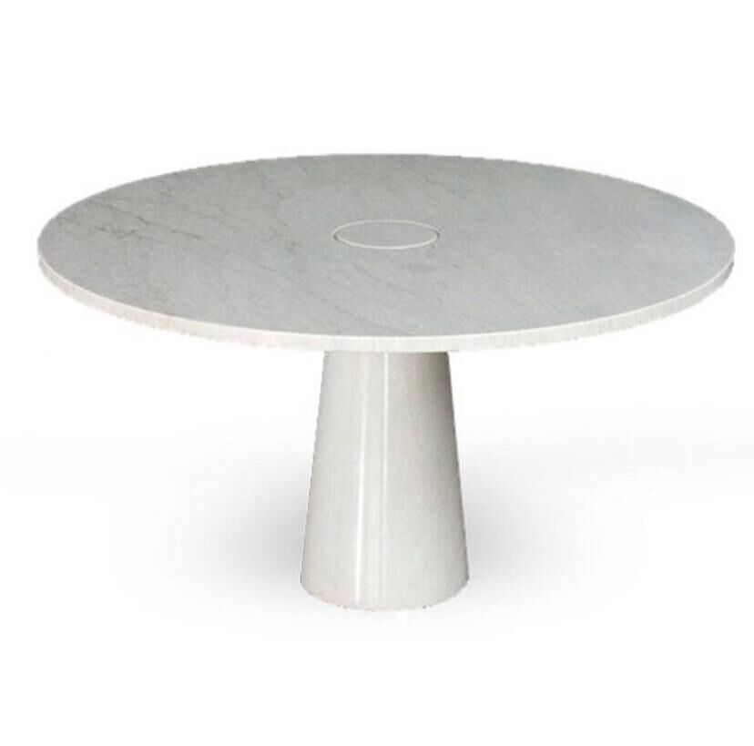 Vintage dining table in white Carrara marble, Italy 1970'