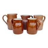 Set of 3 glazed stoneware jugs