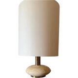 Travertine & brass table lamp base, Italy 1970s