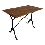 Oak bistro table and cast iron legs