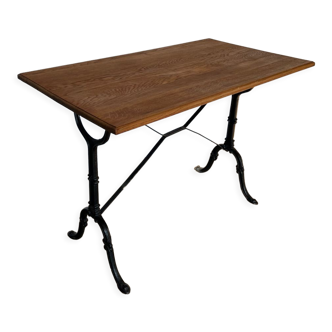 Oak bistro table and cast iron legs