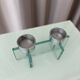 Postmodern double candlestick in glass and chrome metal