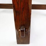 Strong Oak Brutalist Round extendable dining Table 1950s Mid-20th Century