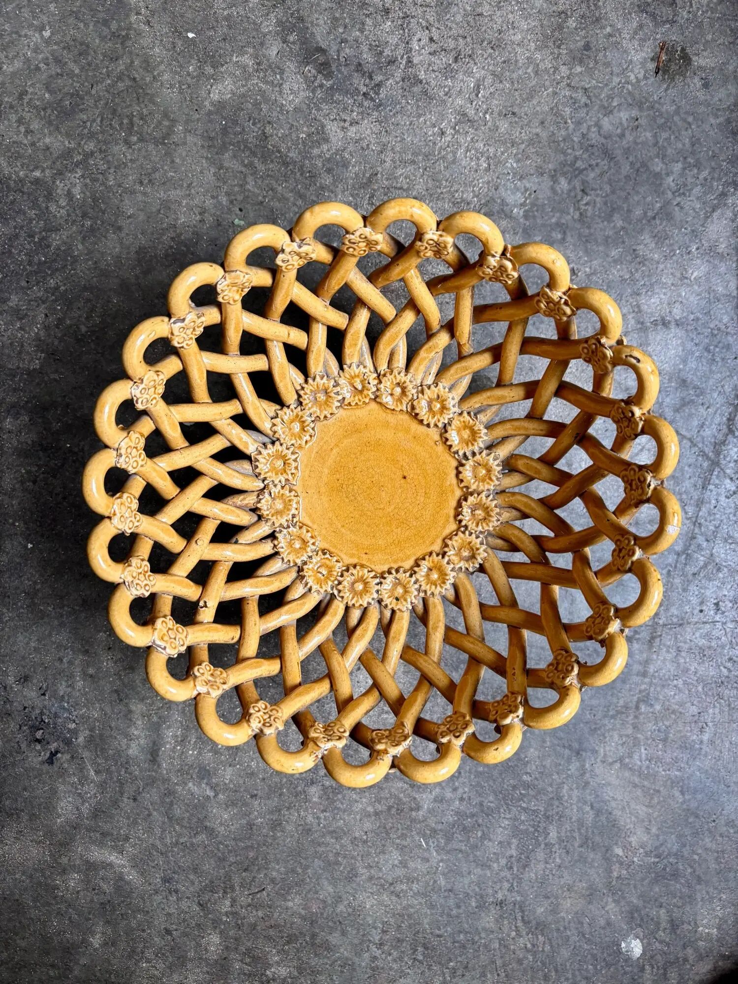 Openwork bowl Pichon Uzès in ochre earthenware