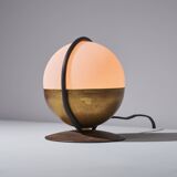 1950s Pair of Italian Table Lamp with Opaline Glass and Brass