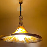 Adjustable vintage design XXL pendant lamp, brass plexiglass, 70s