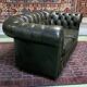Chesterfield 2-seater green leather sofa from the 1980s