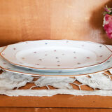 Oval dishes in floral porcelain and gold