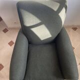 Club chair reupholstered green loden fabric