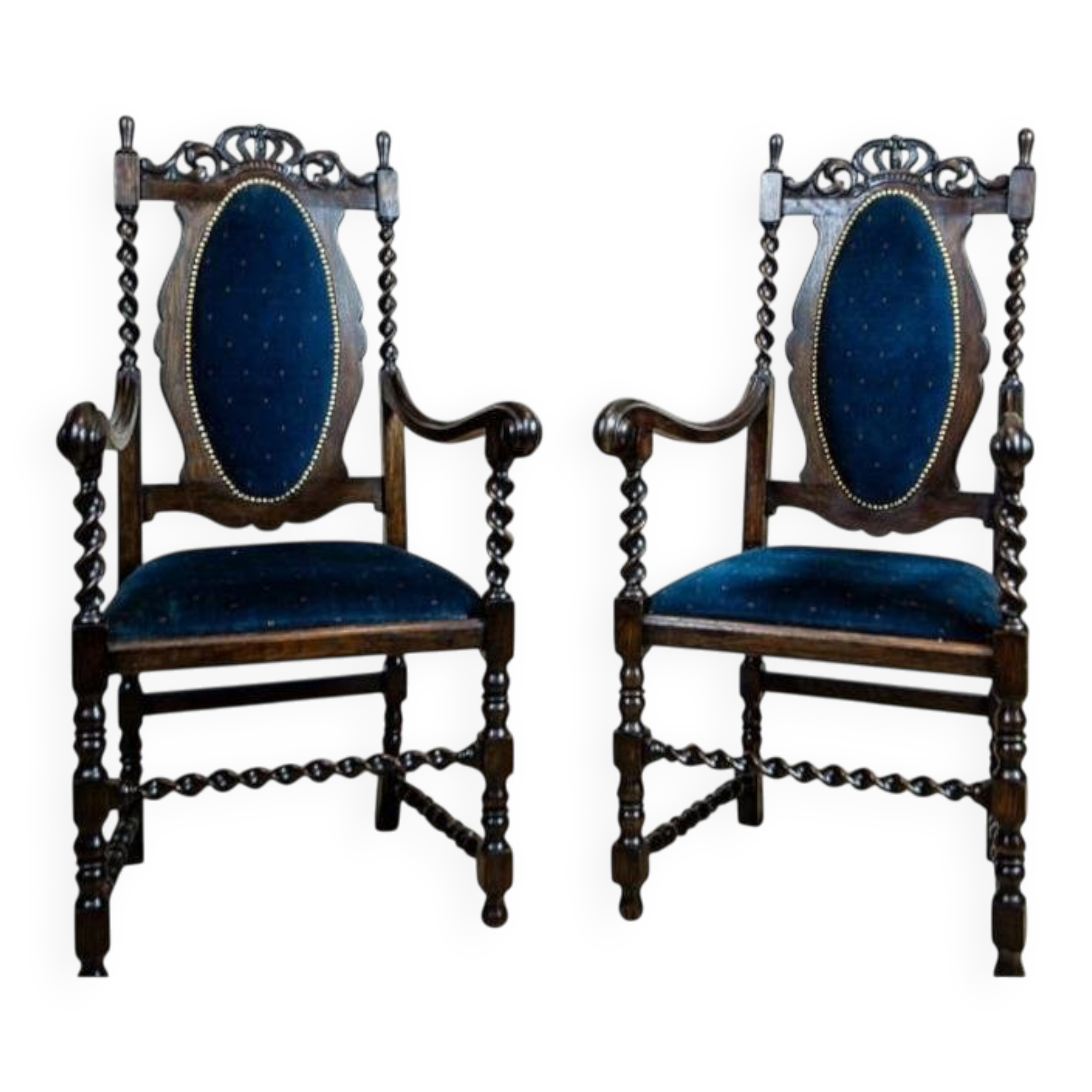Antique Eclectic Carved Armchairs, 1890s