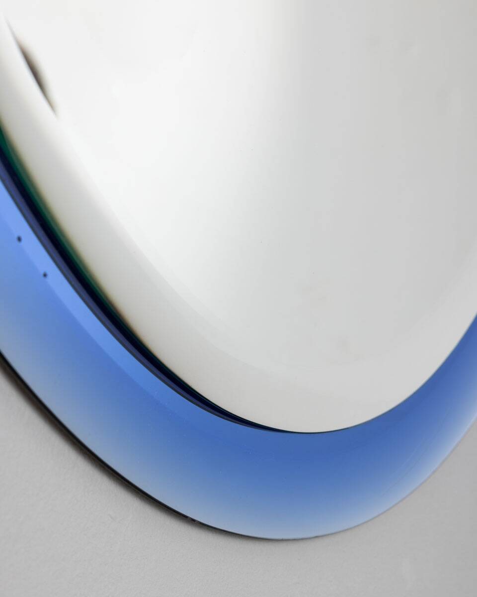 Vintage mirror 70s Crystal Blue Design A. Lupi for Cristal Luxor