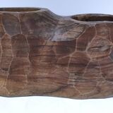 Carved solid wood pencil holder signed vintage