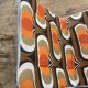 1970 orange pattern / chaise longue / vintage camp bed in metal and fabric
