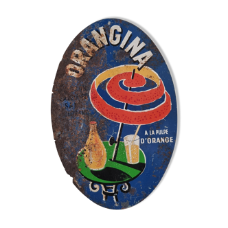 Orangina enamelled plate