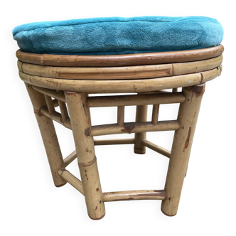 Vintage rattan pouf from the 60s