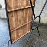 Large coffee table, wood and wrought iron, industrial spirit, vintage, 80s