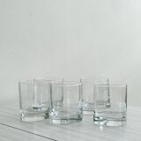 Set of 5 clear glass whiskey glasses