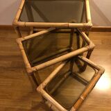 Tables gigognes vintage en rotin et bambou