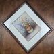 Vintage frame bouquet of flowers signed Roca – Decorative print under glass