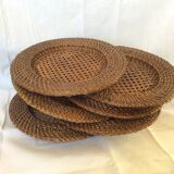 Six rattan under-plates, basketry, wicker