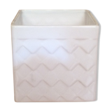 Square pot cover terra cotta enamelled white vintage