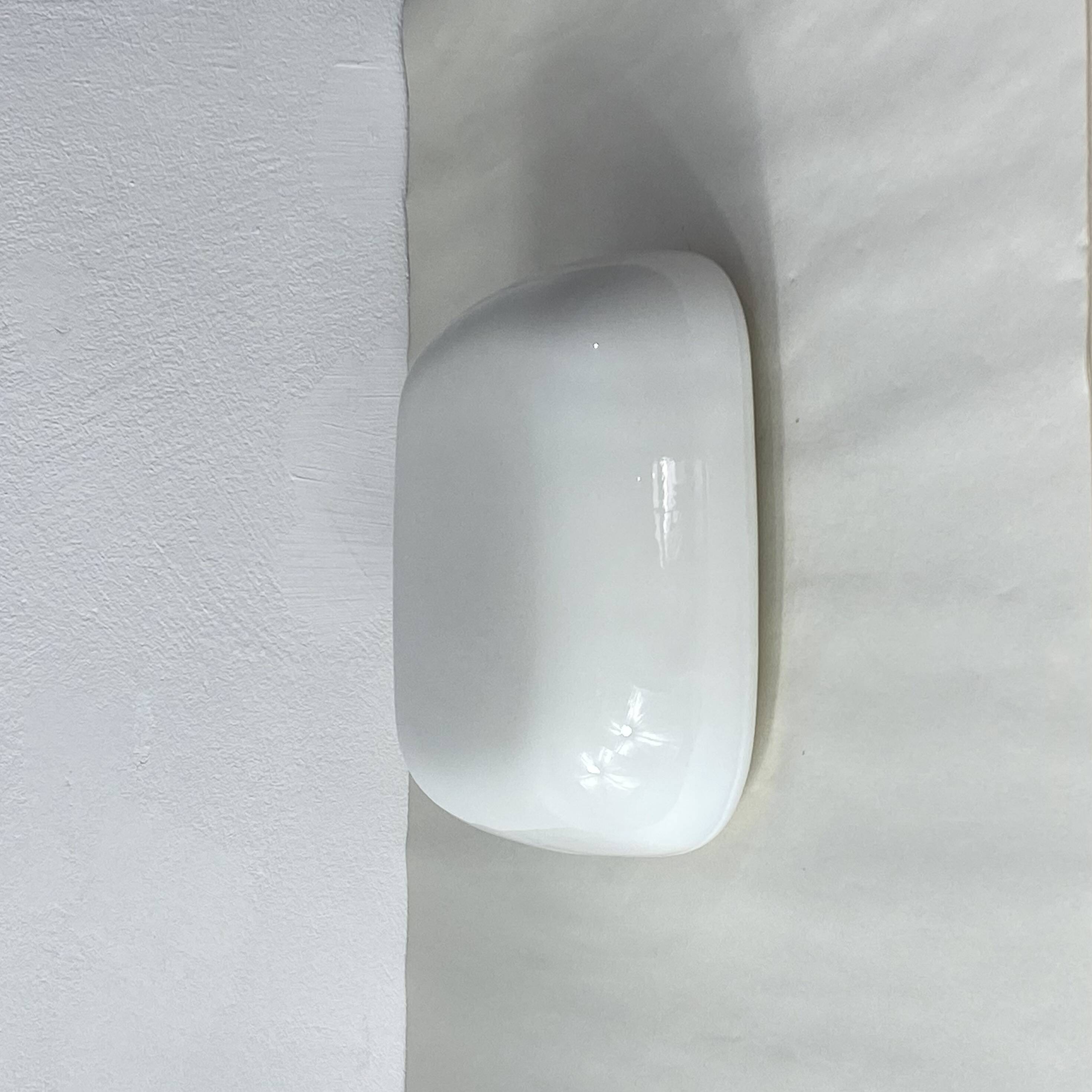 Wall light ceiling light square 25 cm white opaline glass 1960 1970 LAMP-7329