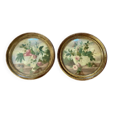 Pair of paintings, still lifes of fruits and flowers.