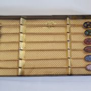 6 teaspoons Mazagran gilded to fine gold 24 carat finish enamels in Murano glass
