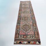 Navy Blue & Green Vintage Runner Rug, 80x323Cm